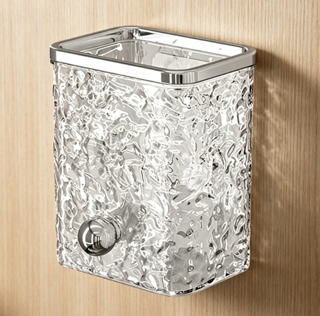 Glacier Texture Wall-mounted Toiletries Box – Elegant semi-transparent bathroom small item storage rack