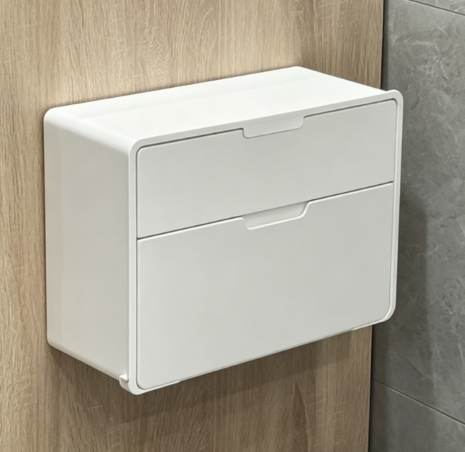 Wall-mounted concealed hygiene product box – waterproof with lid, for tampons/sanitary napkins storage. - Image 2
