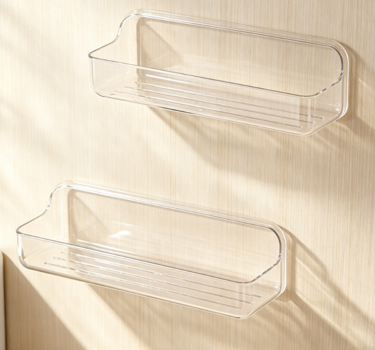 Acrylic 2-Piece Self-Adhesive Wall-Mounted Storage Rack – Includes 3 Packs of Tape, No Drilling Required for Bathroom, Kitchen, and Living Room Storage