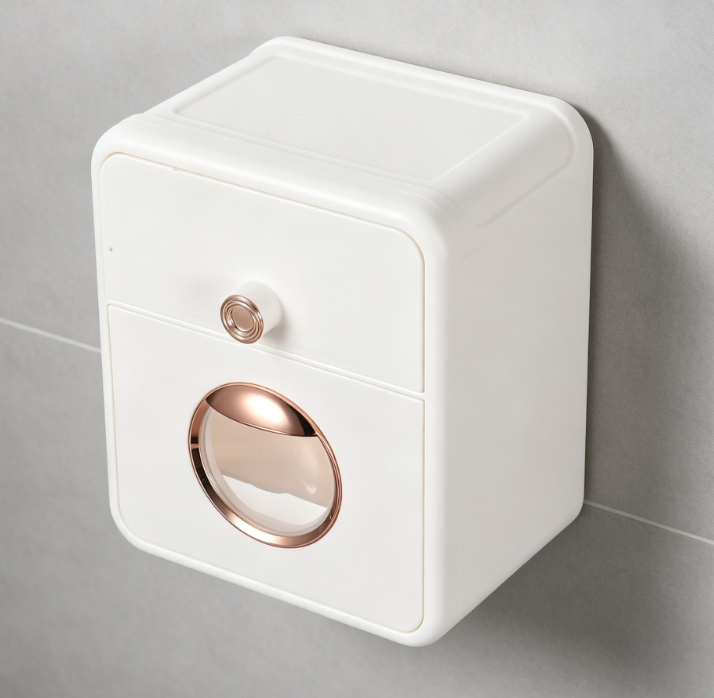 Coated Steel Toilet Paper Holder – With Shelves and Storage Drawers, Wall-Mounted Bathroom Tissue Paper Storage Box - Image 2