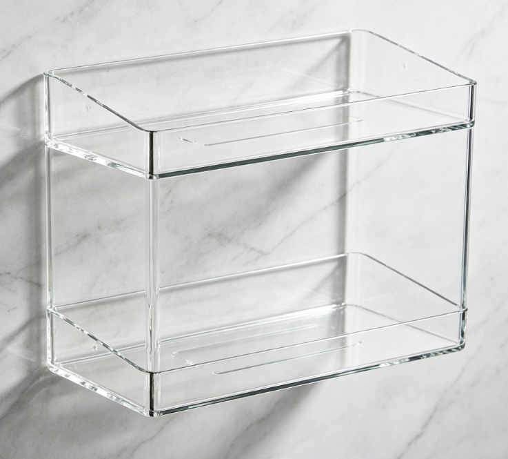 4-Piece Transparent Self-Adhesive Acrylic Shower Rack – Drill-Free Tile Wall Shelf for Cosmetics, Perfume, and Shampoo - Image 2