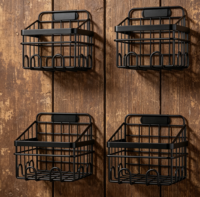 4-Piece Universal Suction Cup Shower Rack – Fits all shower heads, includes 36 hooks and a razor holder, no drilling required, detachable. - Image 2
