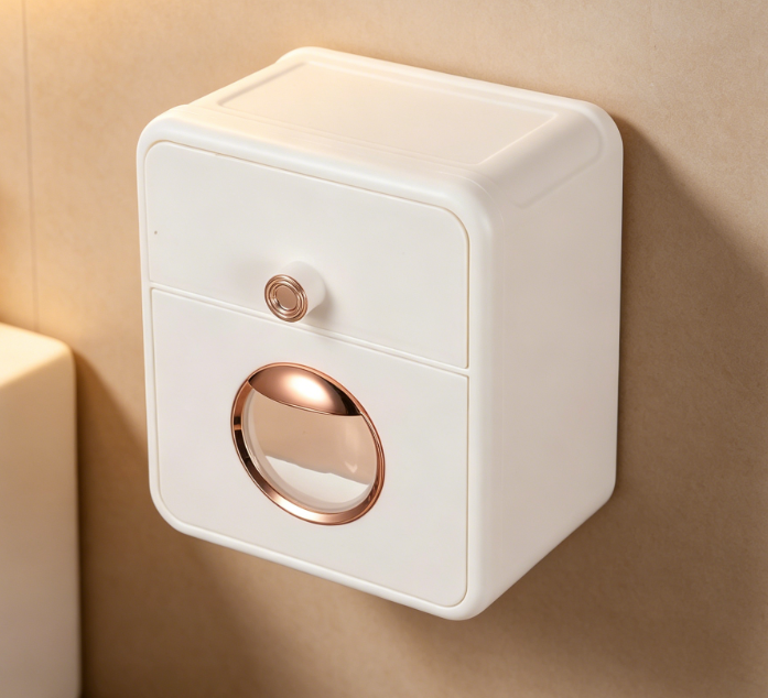 Coated Steel Toilet Paper Holder – With Shelves and Storage Drawers, Wall-Mounted Bathroom Tissue Paper Storage Box