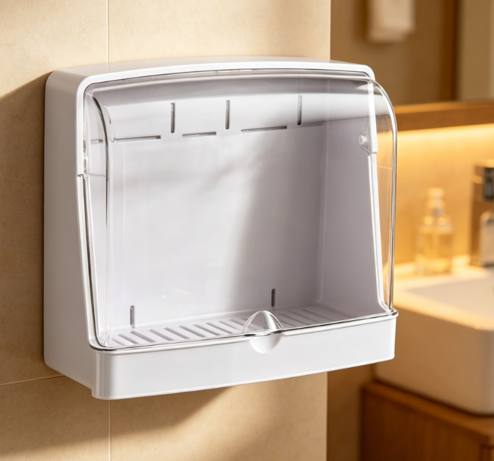 Wall-mounted Dressing Table Shelf – No drilling required, bathroom/toilet cosmetic storage box