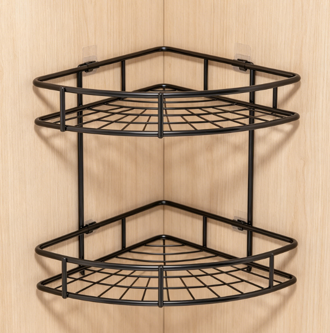 2-Pack 304 Stainless Steel Corner Rack – Adhesive Installation, No Drilling Required, Bathroom, Toilet, and Kitchen Storage Rack