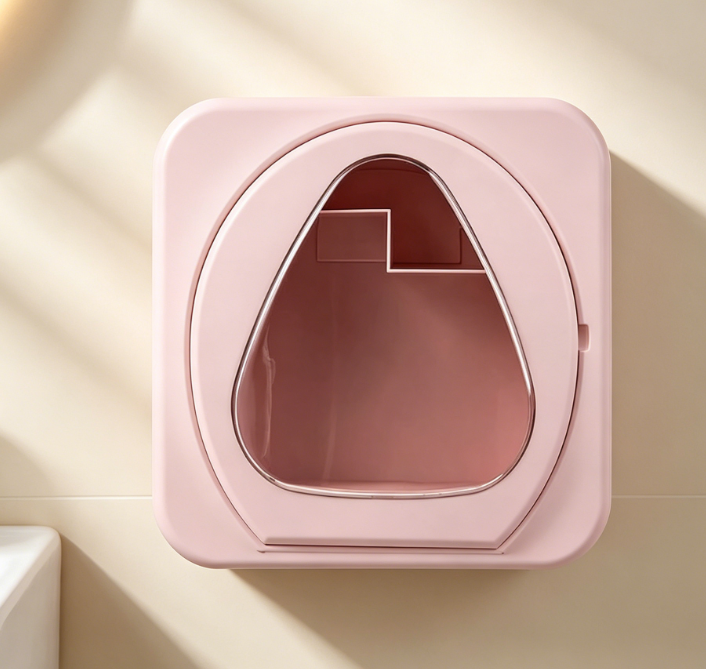 Wall-mounted Cosmetic Storage Box – Waterproof and dustproof, no drilling required, dual-use (desktop/wall) drawer-style storage box