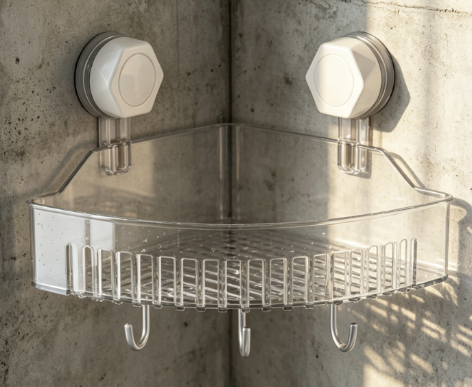 Large Capacity Suction Cup Bathroom Storage Box – With Drain Hole, No-Drill Removable Kitchen Corner Shelf - Image 2