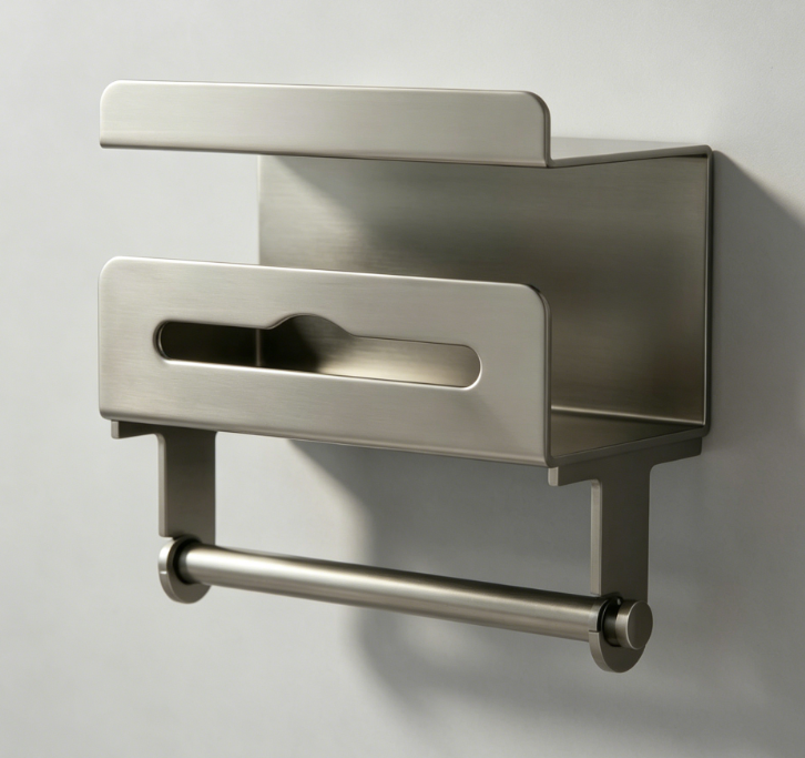 Vacuum Suction Cup Toilet Paper Holder – With Large Shelf, Rust-Resistant Metal Drill-Free Tissue Holder - Image 2