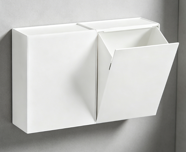 Large-capacity wall-mounted flip-top storage box – space-saving, suitable for cotton swabs, dental floss, tissues, etc. - Image 2